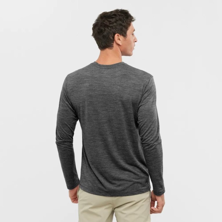 Camiseta Salomon Outlife Merino Blend Long Sleeve Masculino Pretas | PT Z98362